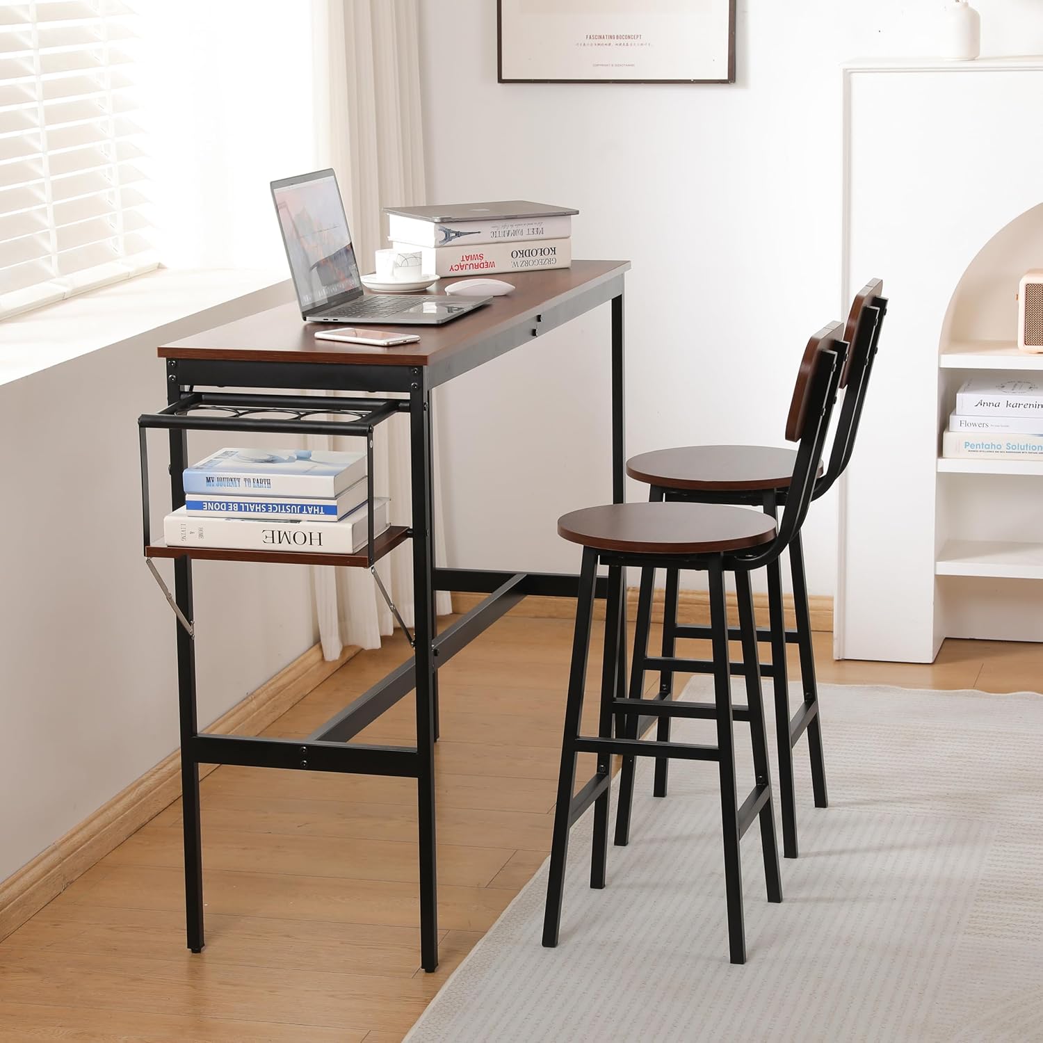 【ブラウン】新発売カウンターテーブル スツール 3点セット ハイテーブル 木製 ブラウン】新発売カウンターテーブル スツール 3点セット ハイテーブル